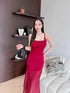 SIRINNN KNITTED Spaghetti Strap Maxi Dress